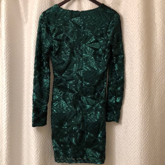 Sequin Green Party Dress - Picture 3 of 4